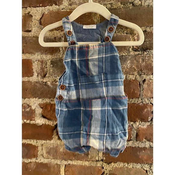 Next Blue Plaid Overalls 3-6m - Picture 2 of 8